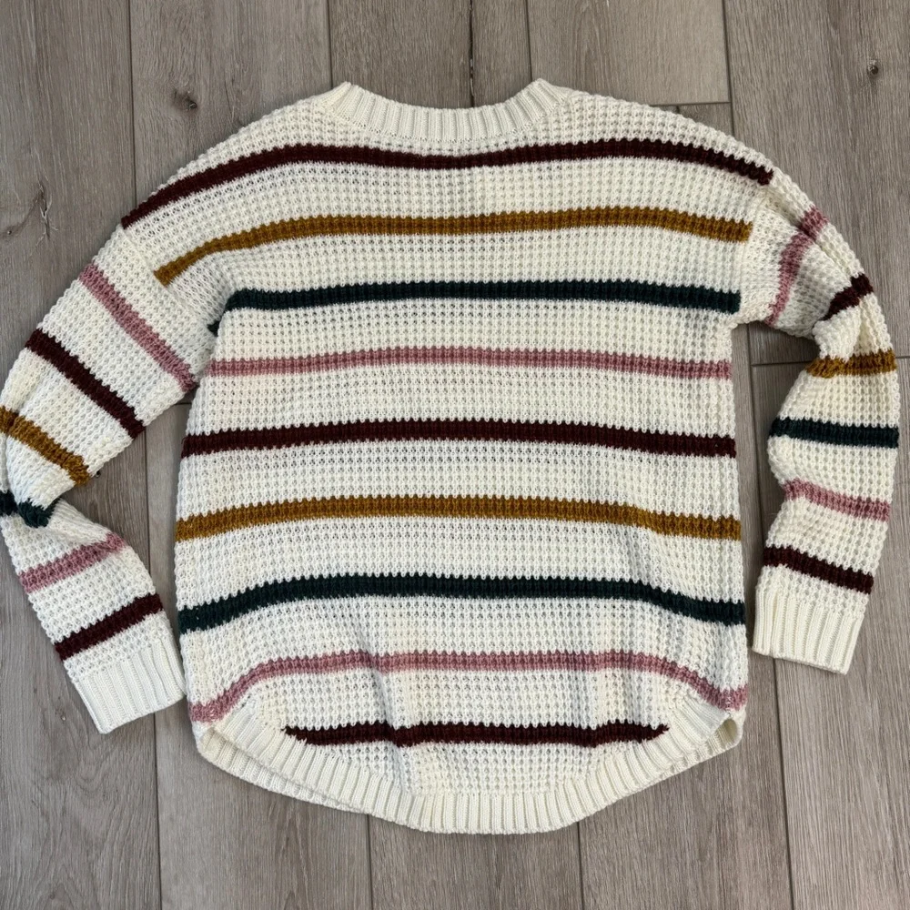 Striped Knit Sweater - Cream, Pink, Green. Size M. Very cute! - Picture 4 of 4
